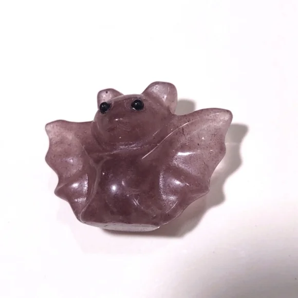 Strawberry Quartz Bat Carving Crystal Imperfections color Variations 1x1.5 - Picture 7 of 9